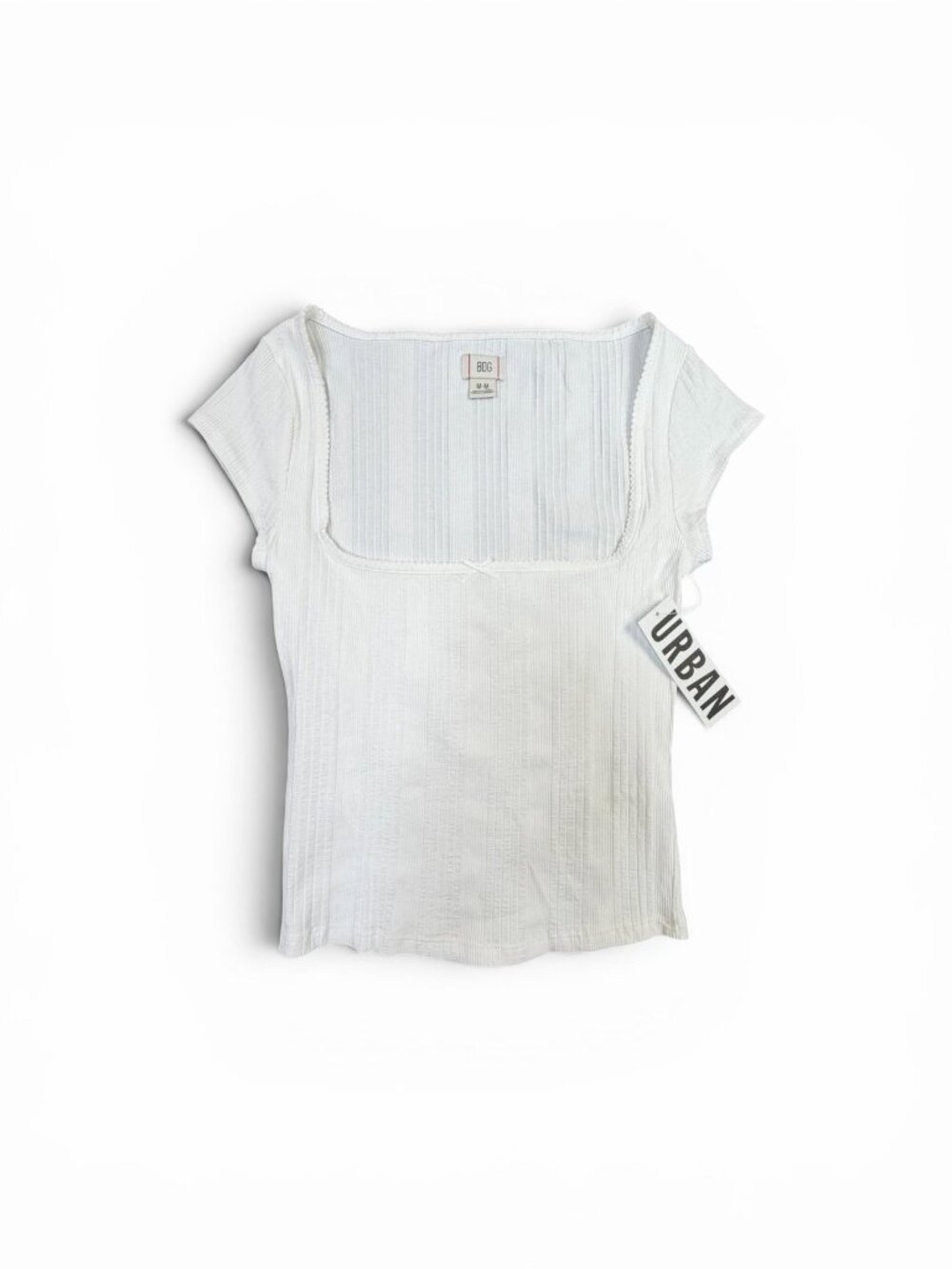 Urban Outfitters White Ribbed Square-Neck Crop Top